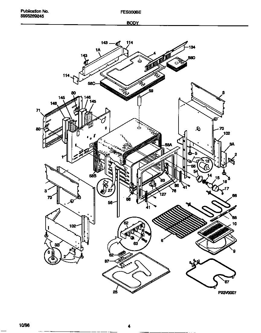 Frigidaire FES300BEBB body diagram