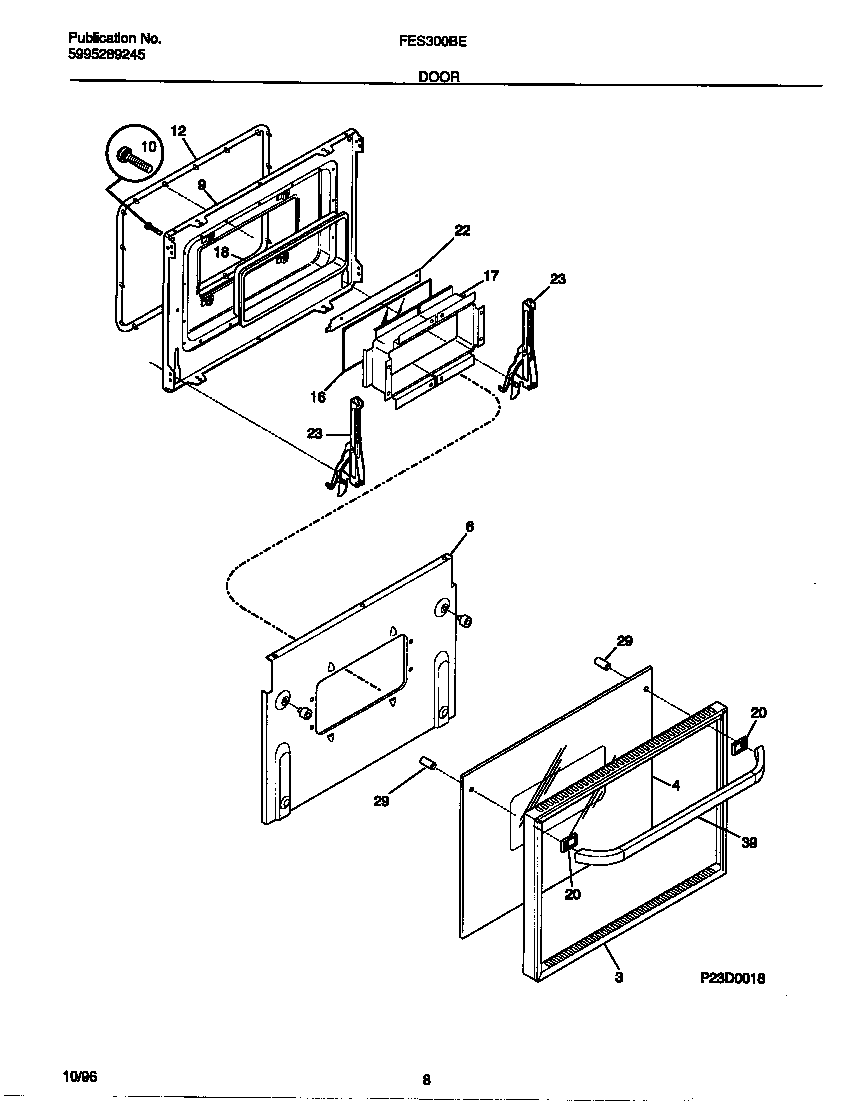 Frigidaire FES300BEBB door diagram