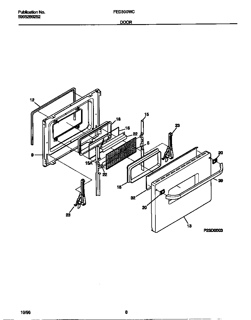 Frigidaire FED300WCDG door diagram