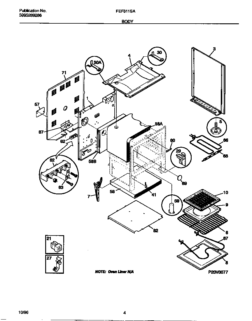Frigidaire FEF311SADG body diagram