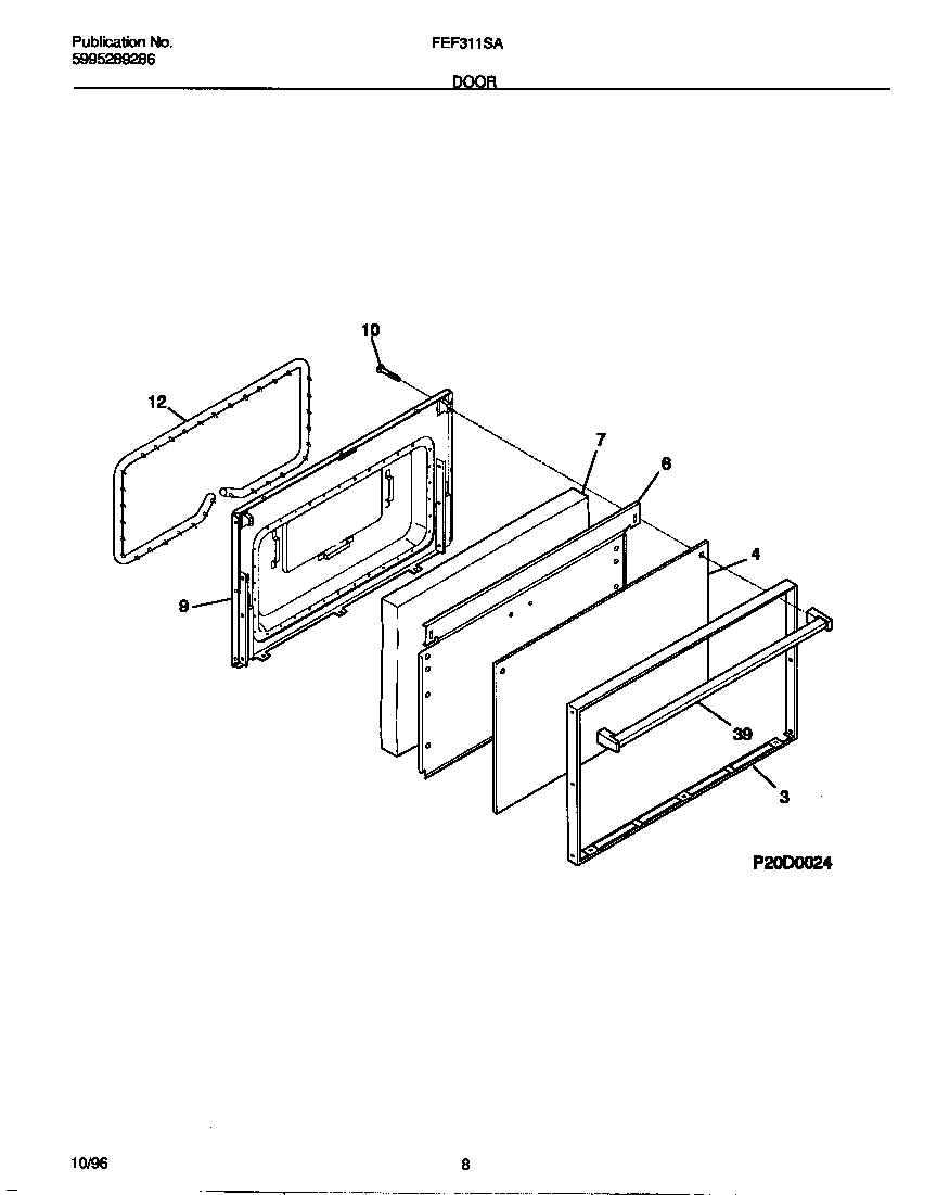 Frigidaire FEF311SADG door diagram