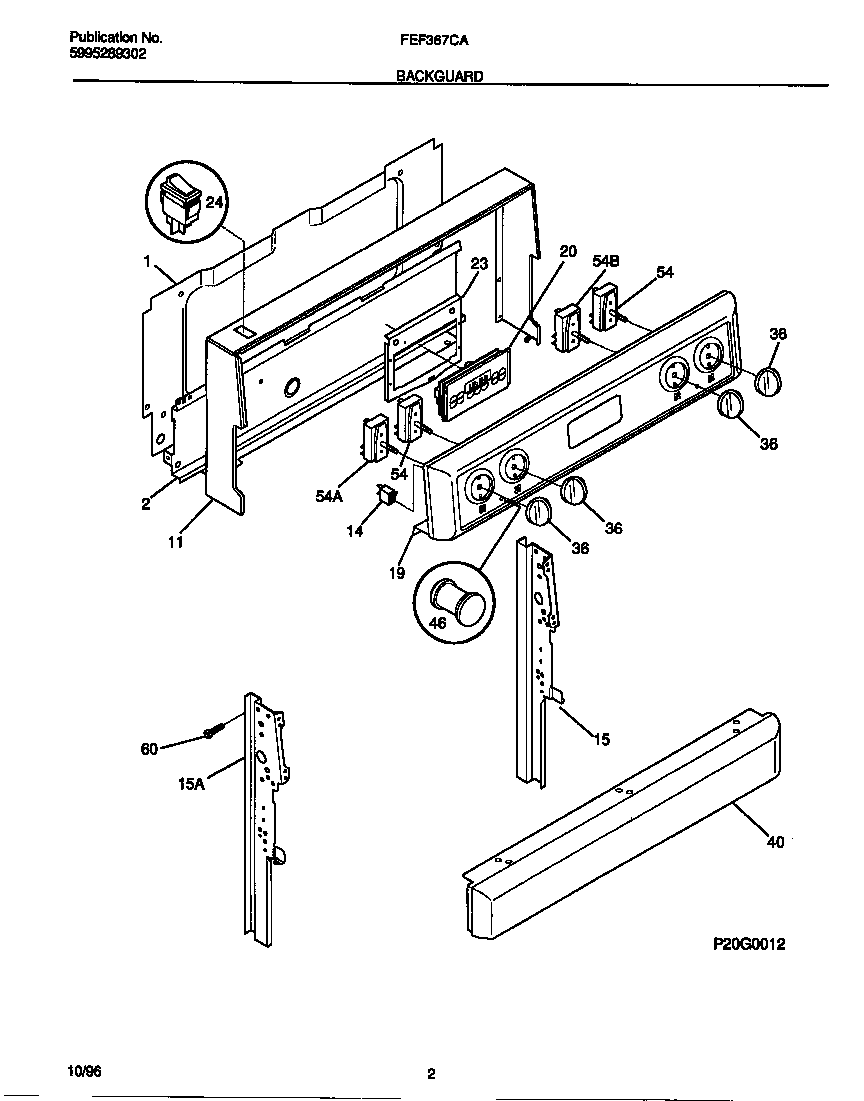 Frigidaire FEF367CASG backguard diagram