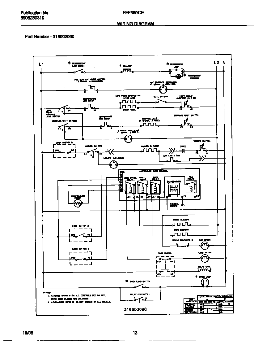 Frigidaire FEF389CETC wiring diagram diagram