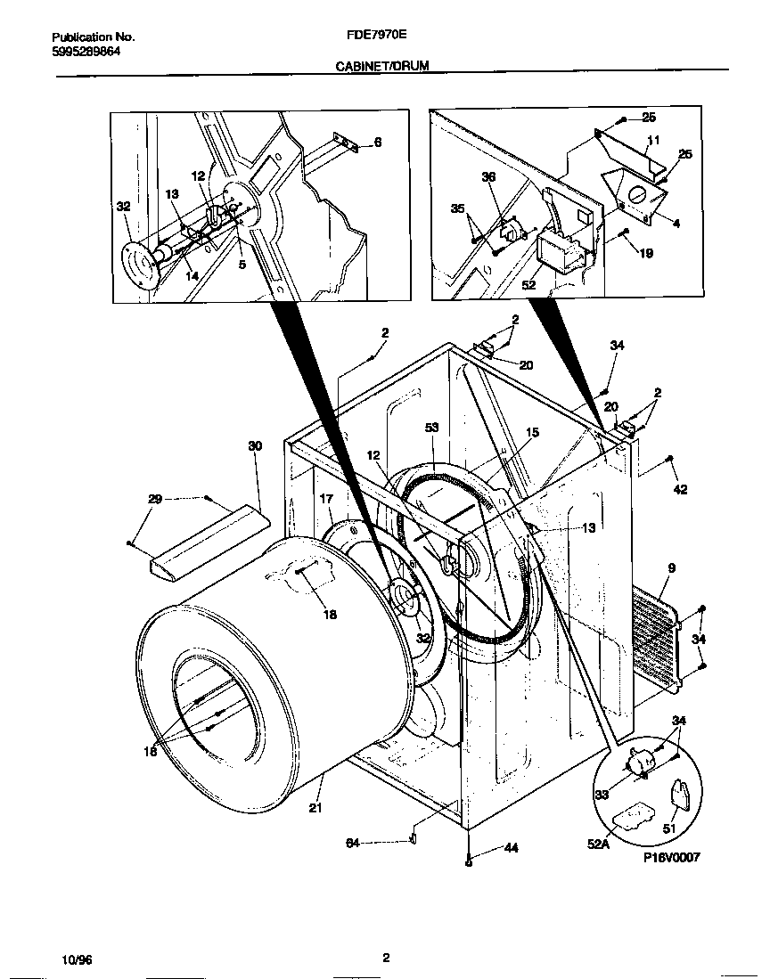 Frigidaire FDE7970EW0 cabinet/drum diagram