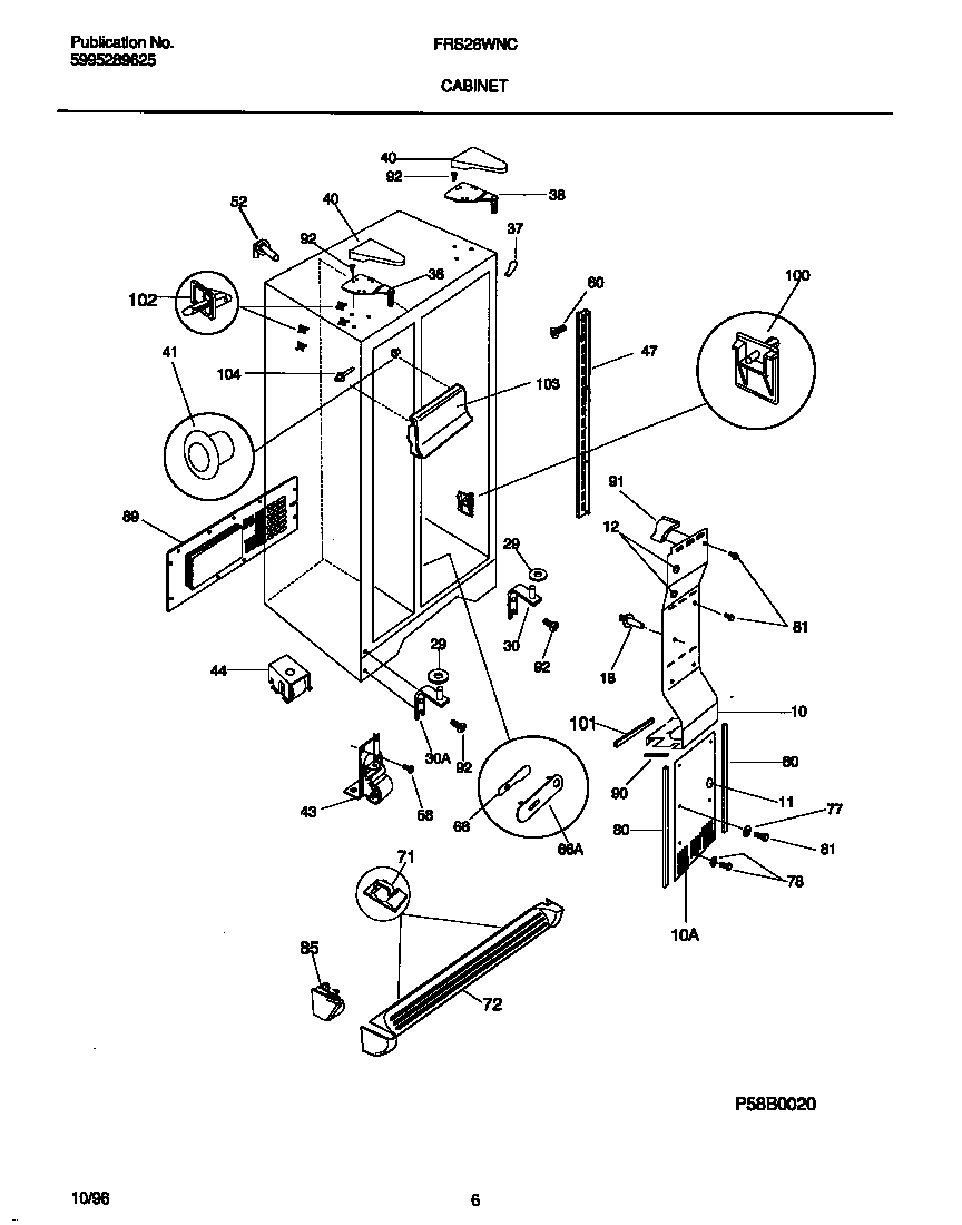 Frigidaire FRS26WNCW4 cabinet diagram