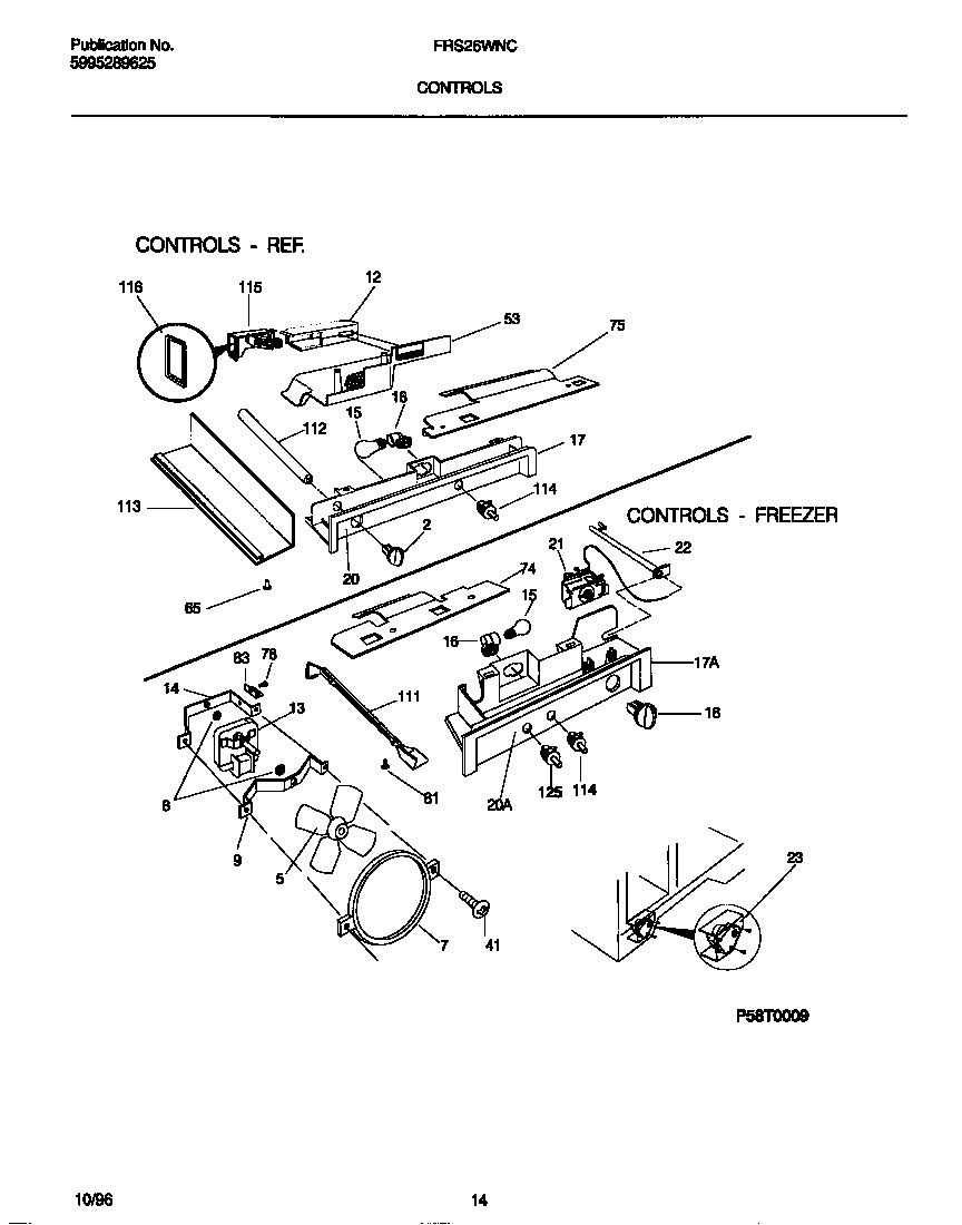 Frigidaire FRS26WNCW4 controls diagram