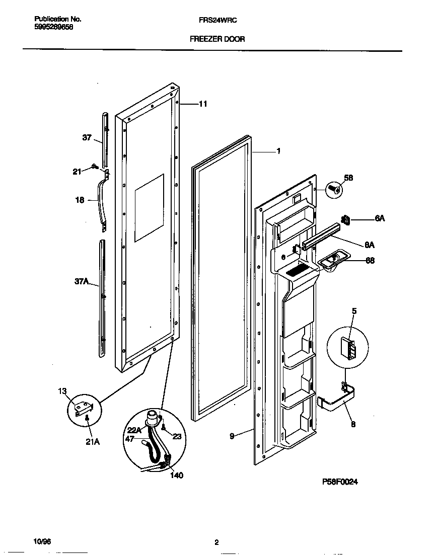 Frigidaire FRS24WRCW4 freezer door diagram