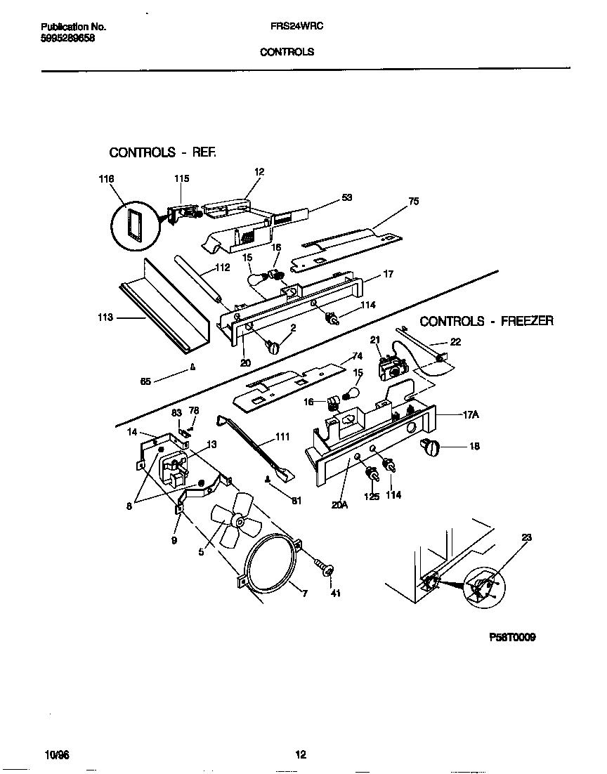 Frigidaire FRS24WRCW4 controls diagram