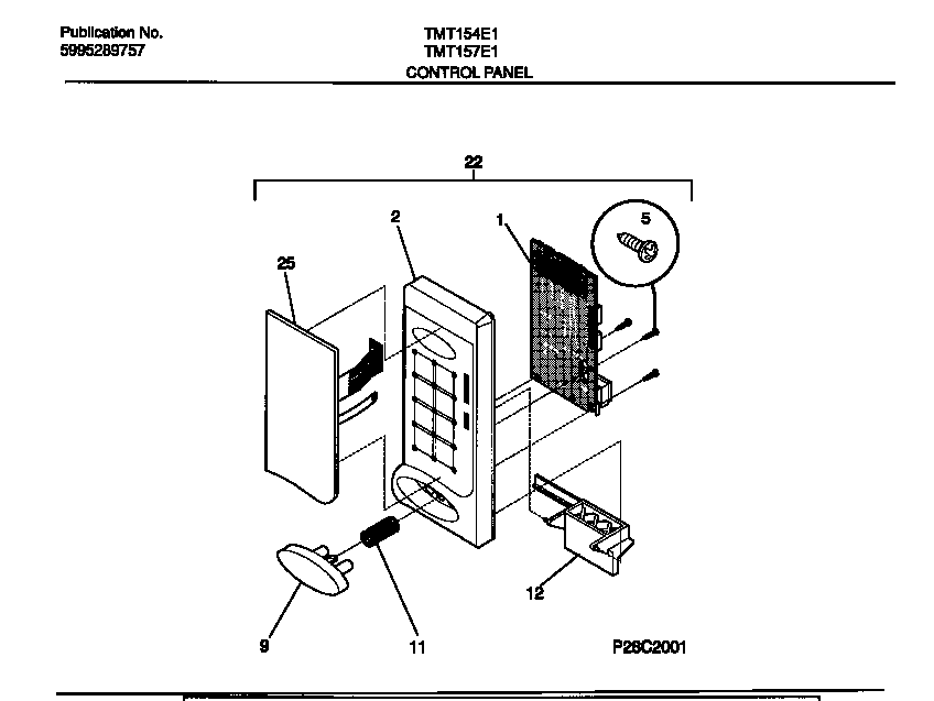 Tappan TMT154E1B0 control panel diagram