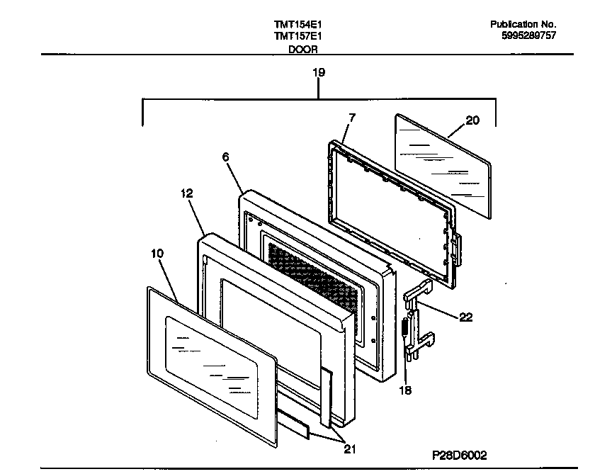 Tappan TMT154E1B0 door diagram