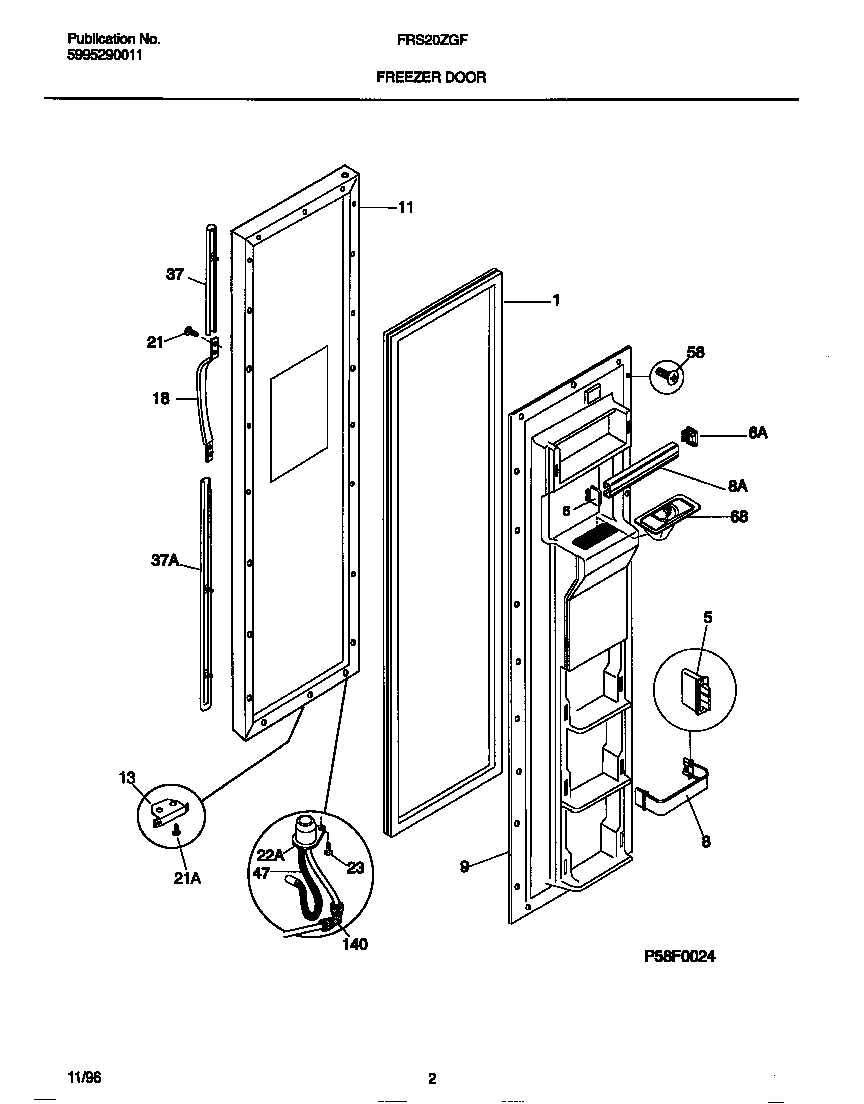 Frigidaire FRS20ZGFB0 freezer door diagram