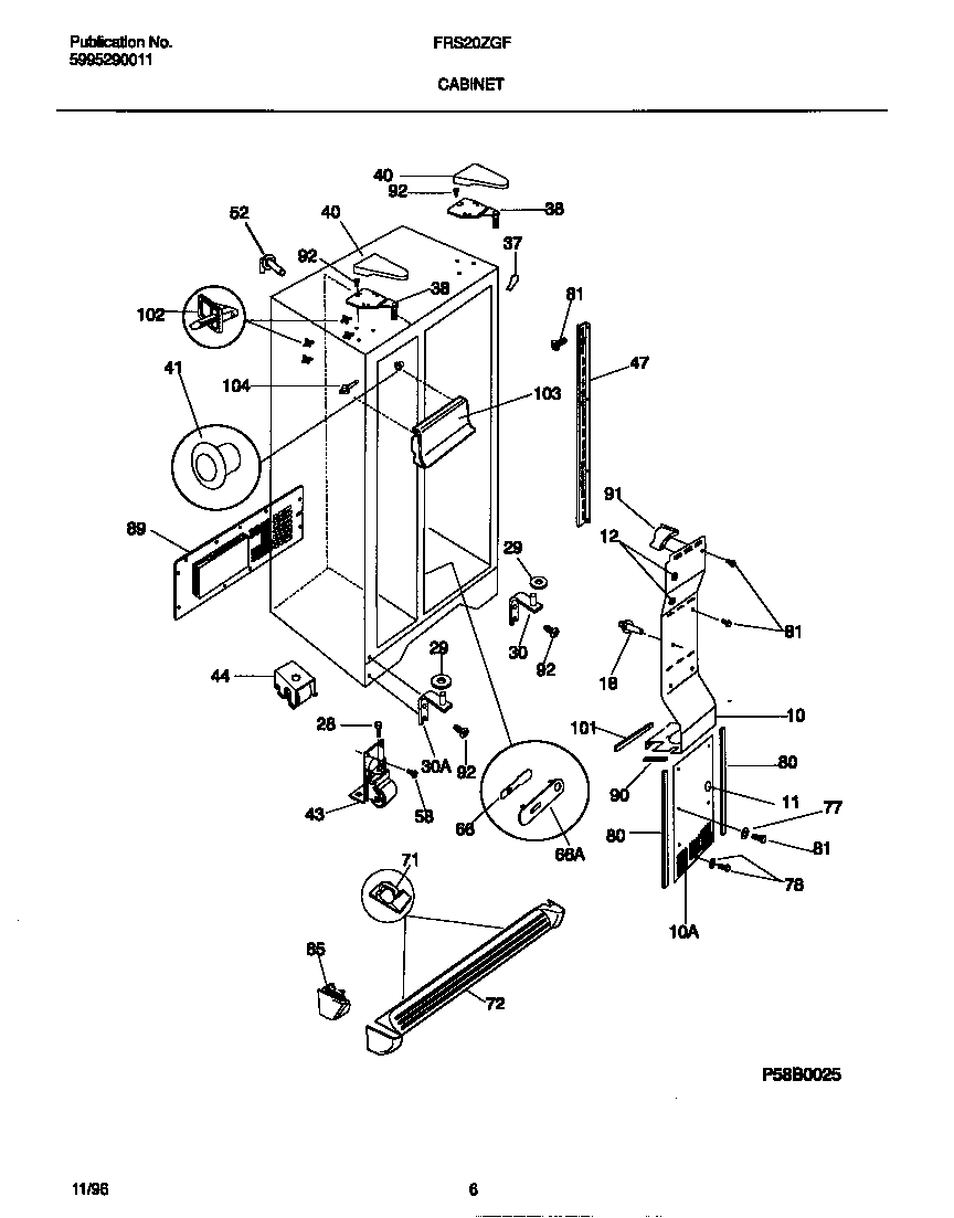 Frigidaire FRS20ZGFB0 cabinet diagram