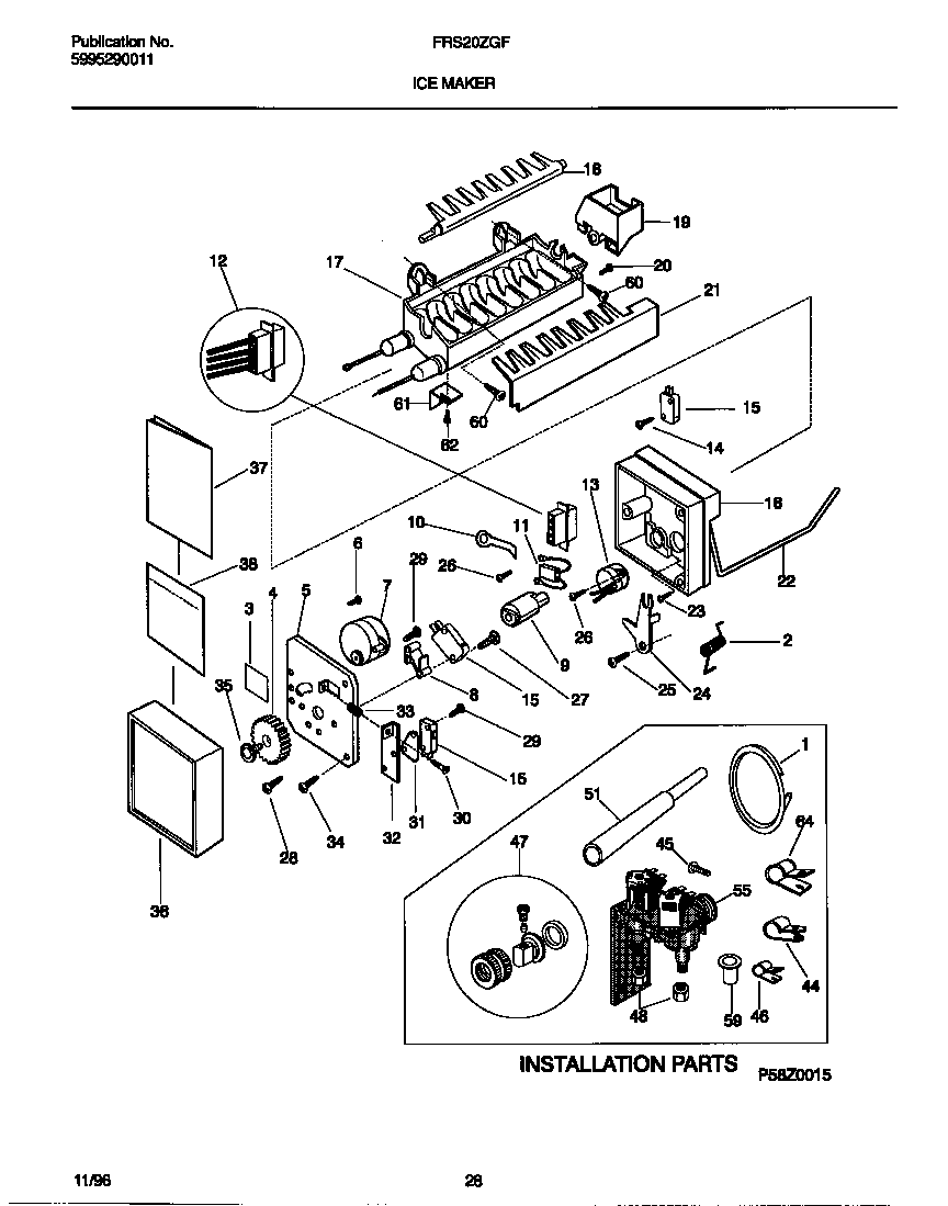 Frigidaire FRS20ZGFB0 ice maker diagram