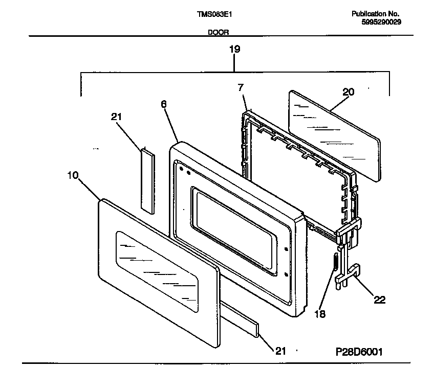 Tappan TMS083E1W0 door diagram
