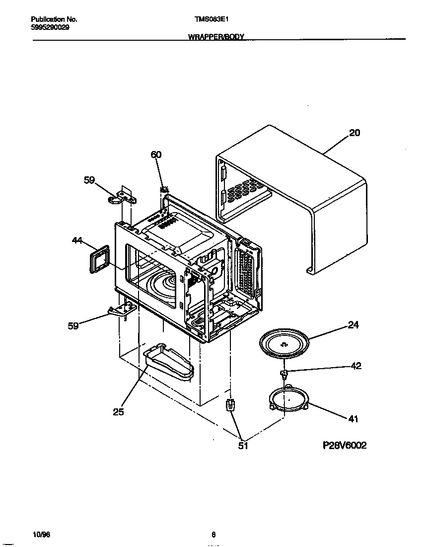 Tappan TMS083E1W0 wrapper/body diagram