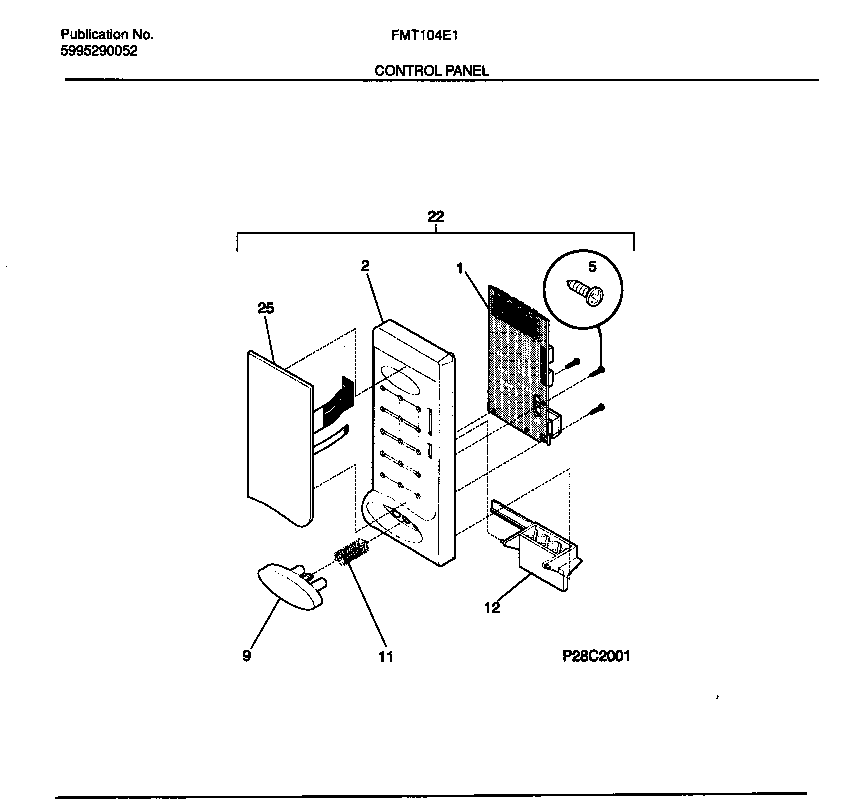 Frigidaire FMT104E1S0 control panel diagram