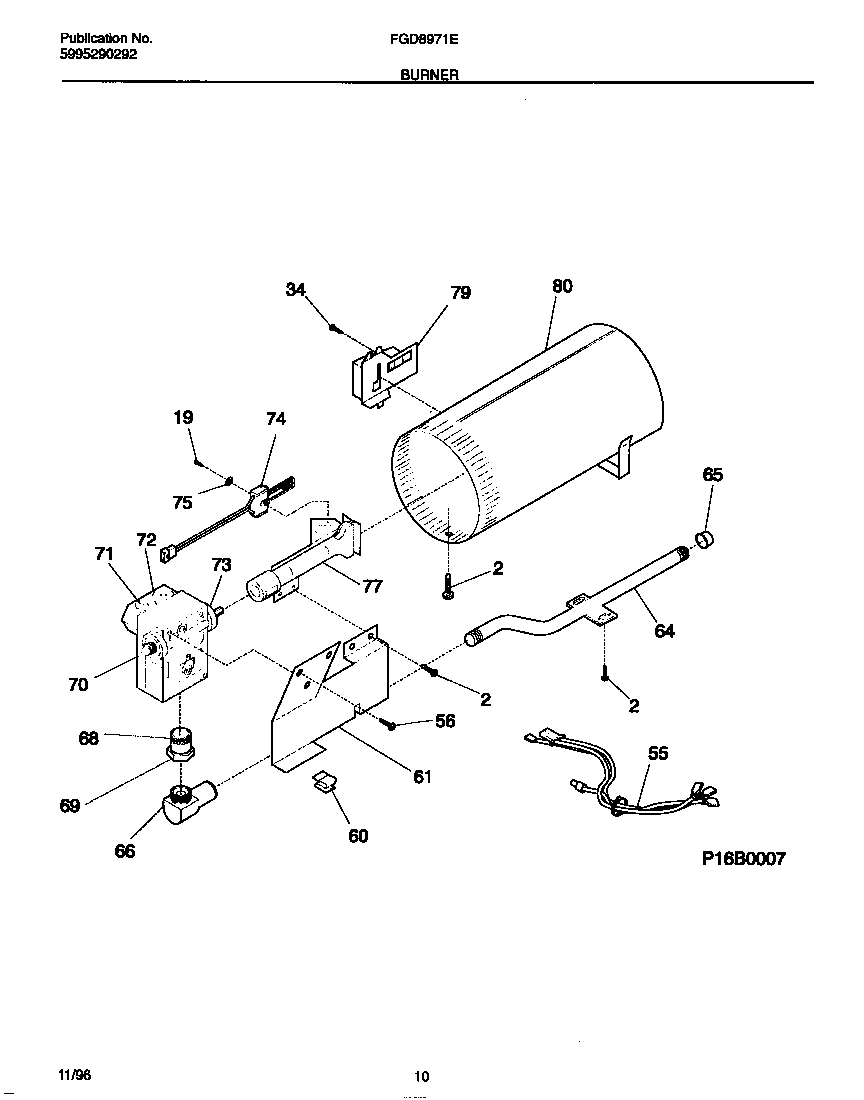 Frigidaire FDG8971EW0 burner diagram