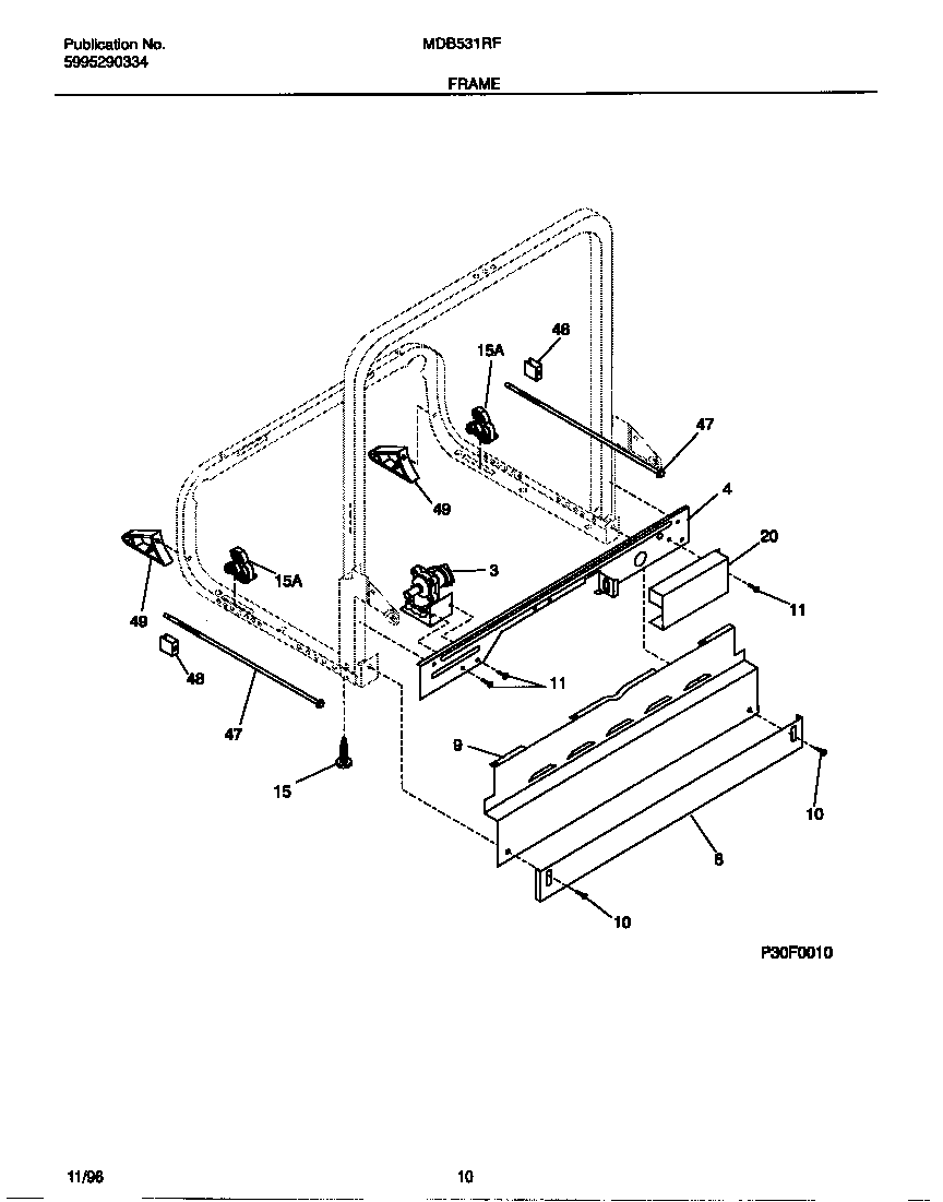 Universal/Multiflex (Frigidaire) MDB531RFR1 frame diagram