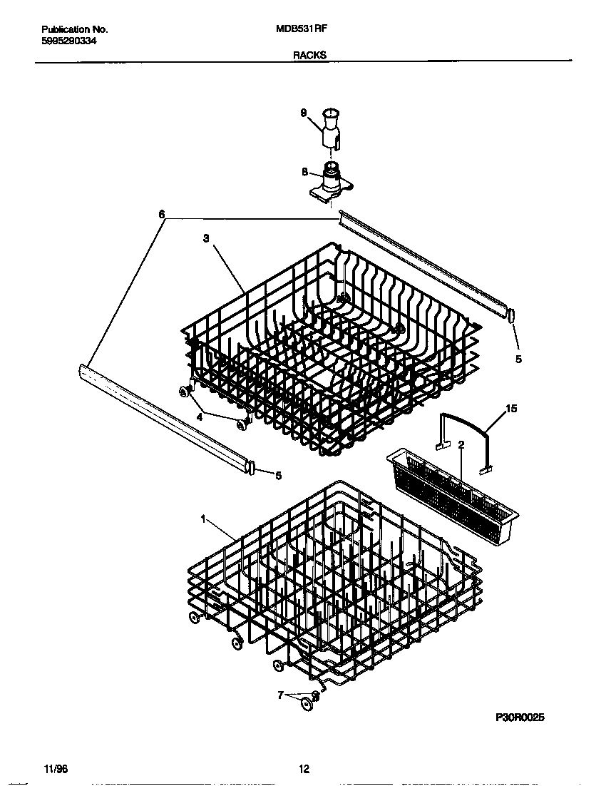 Universal/Multiflex (Frigidaire) MDB531RFR1 racks diagram