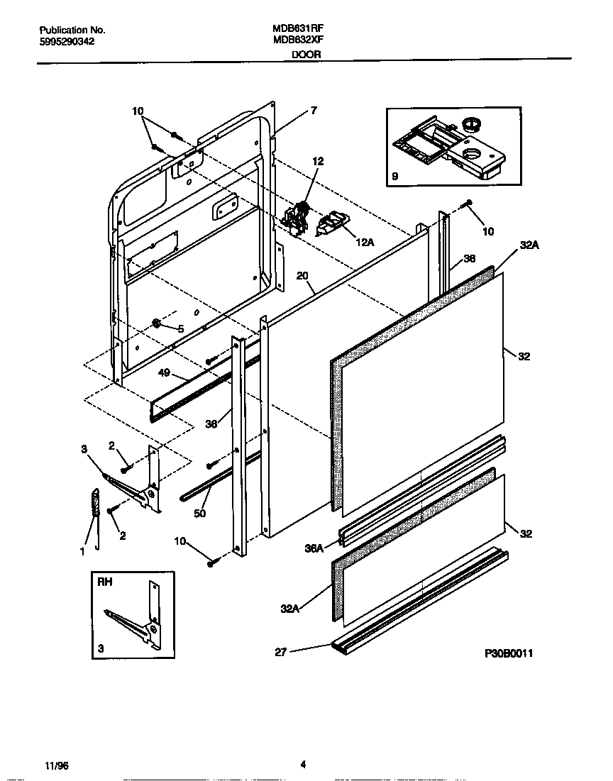 Universal/Multiflex (Frigidaire) MDB632XFS1 door diagram