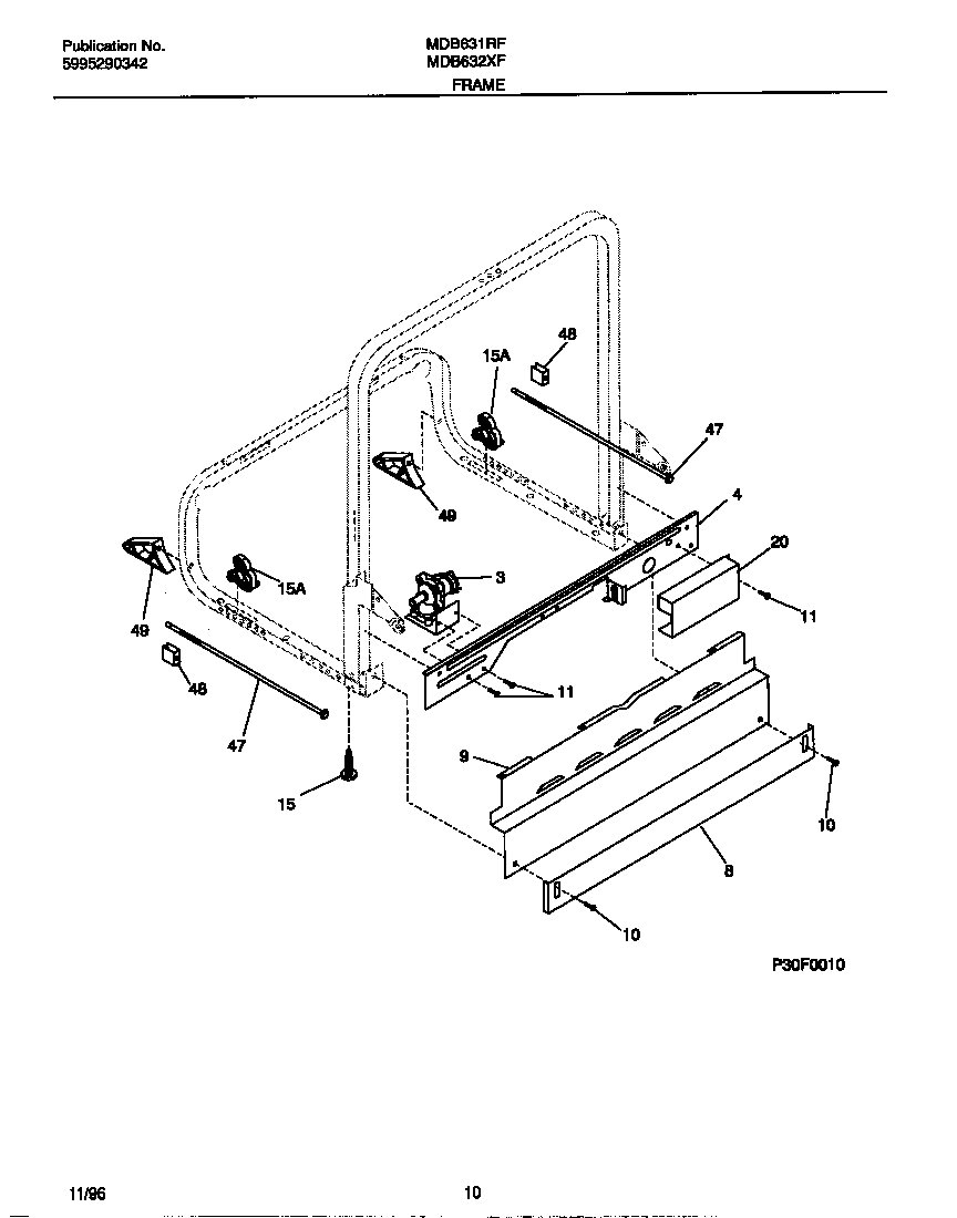 Universal/Multiflex (Frigidaire) MDB632XFS1 frame diagram