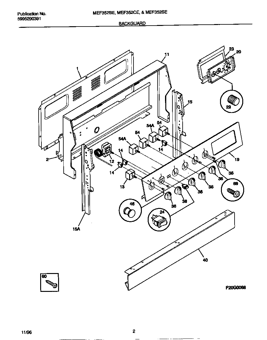 Universal/Multiflex (Frigidaire) MEF352SEDC backguard diagram