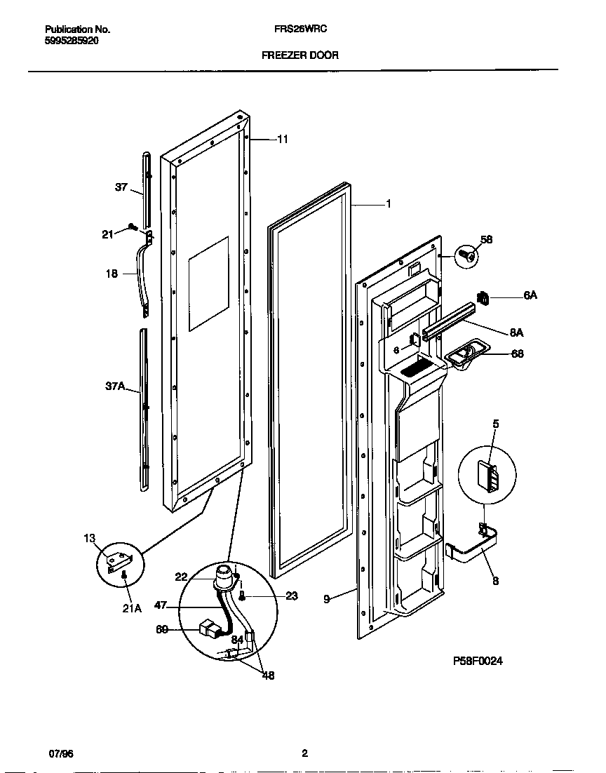 Frigidaire FRS26WRCW3 freezer door diagram