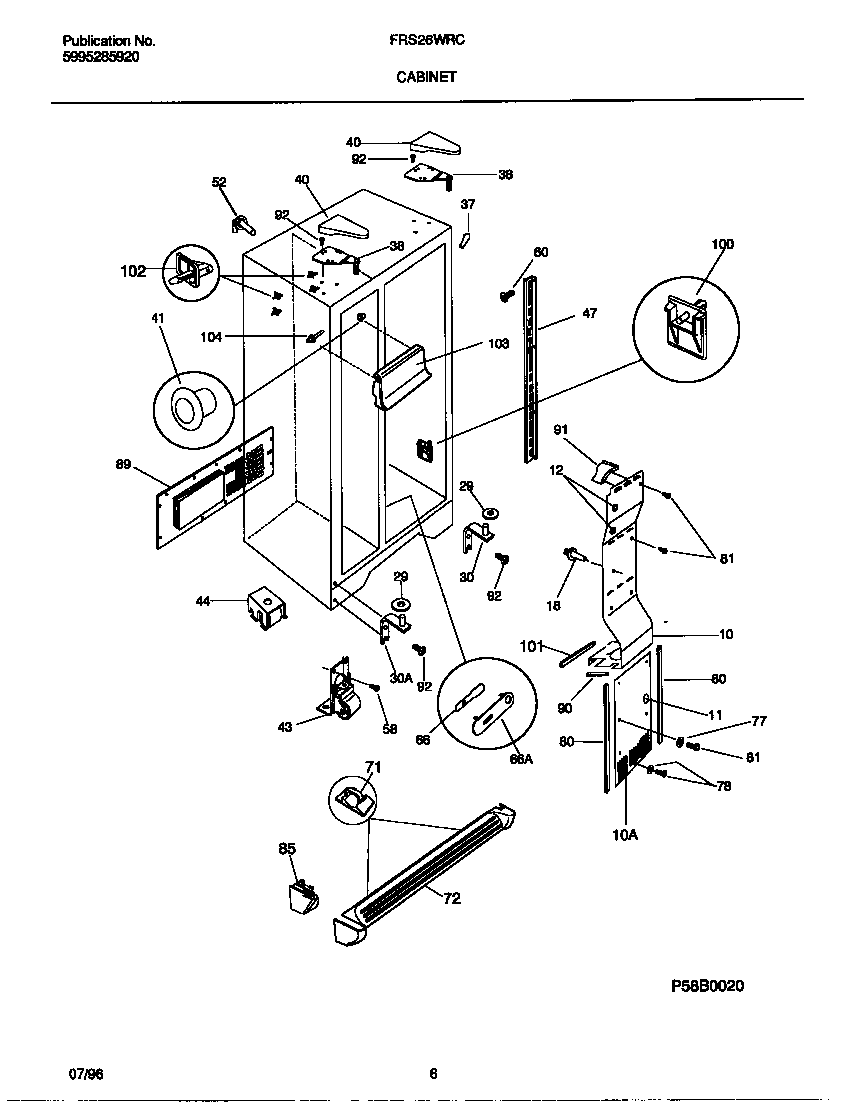 Frigidaire FRS26WRCW3 cabinet diagram