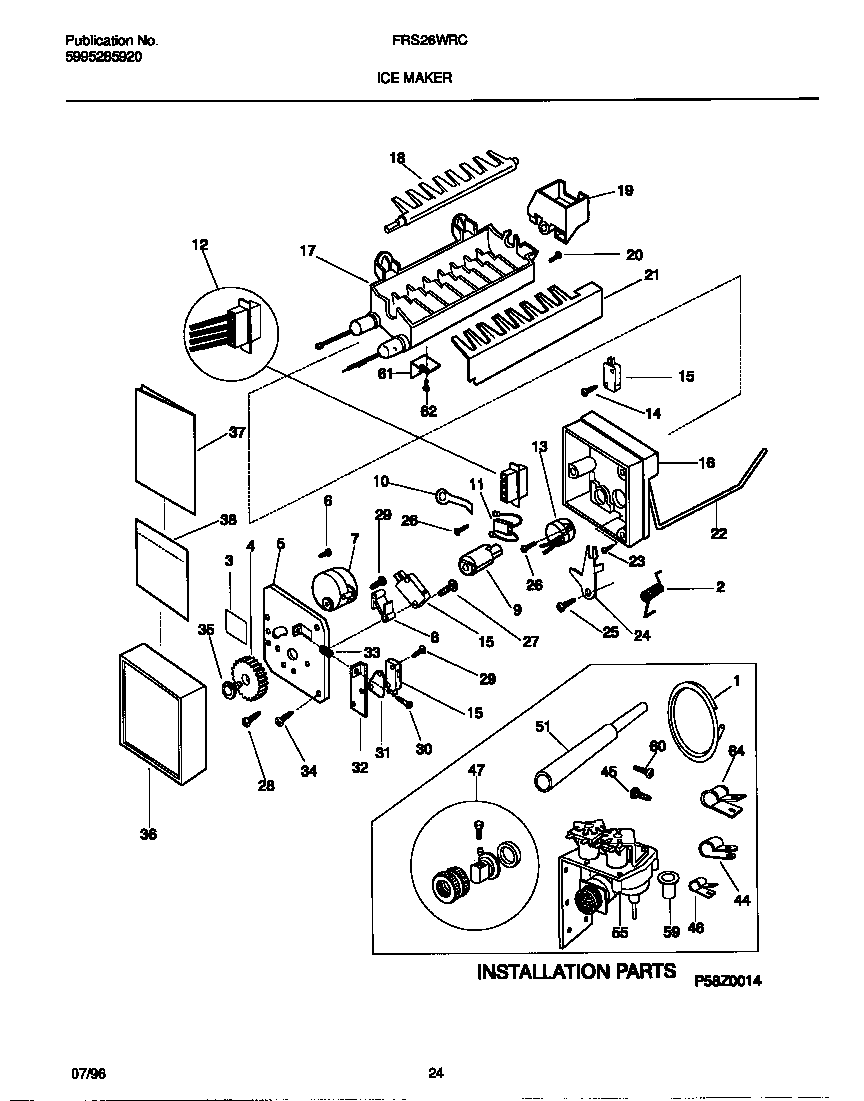 Frigidaire FRS26WRCW3 ice maker diagram