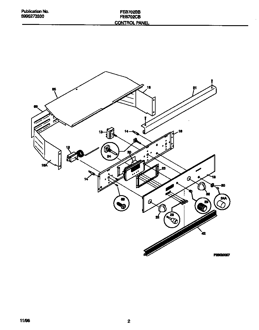 Frigidaire FEB702BBBF control panel diagram