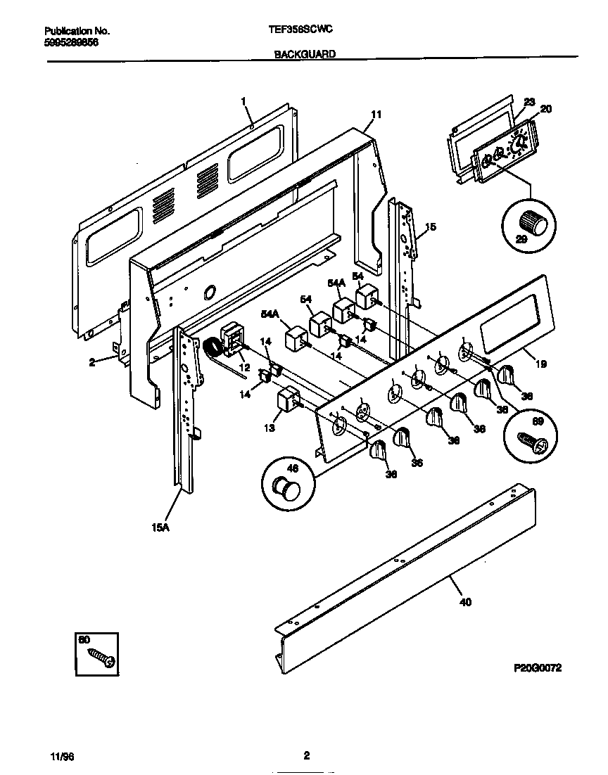Tappan TEF356SCWC backguard diagram