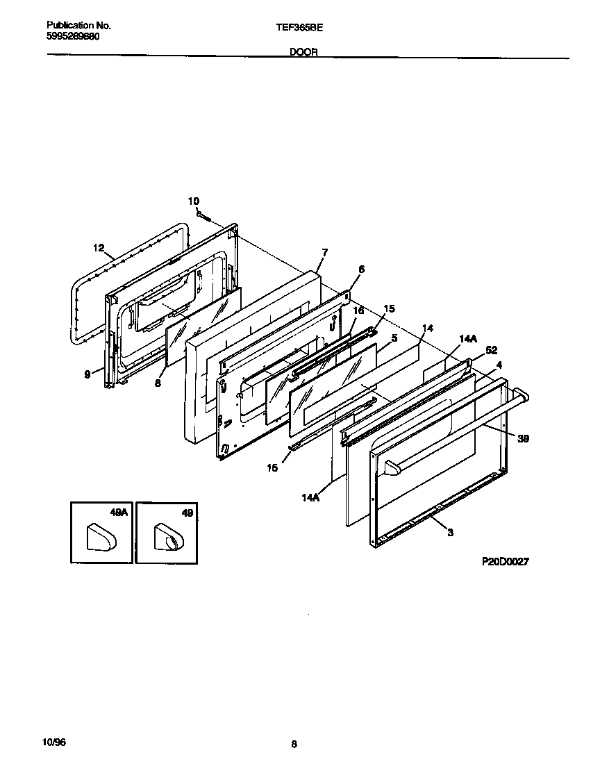 Tappan TEF365BEDB door diagram