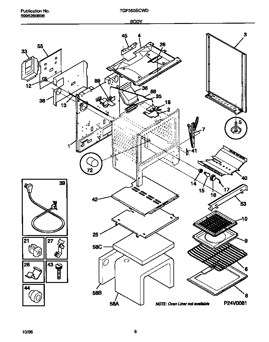 Tappan TGF350SCWD body diagram