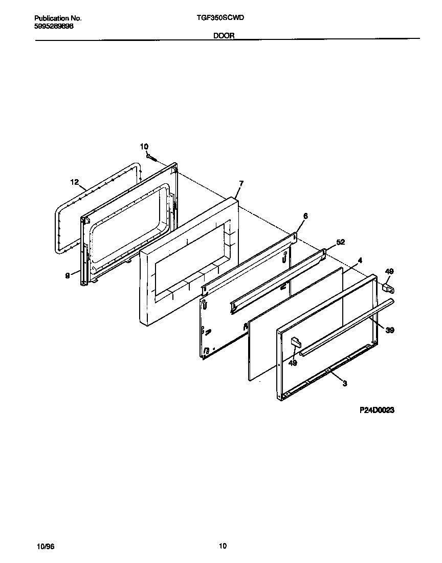 Tappan TGF350SCWD door diagram