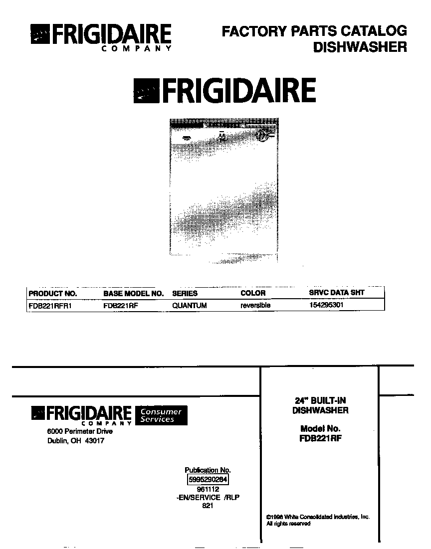 Frigidaire FDB221RFR1 cover diagram