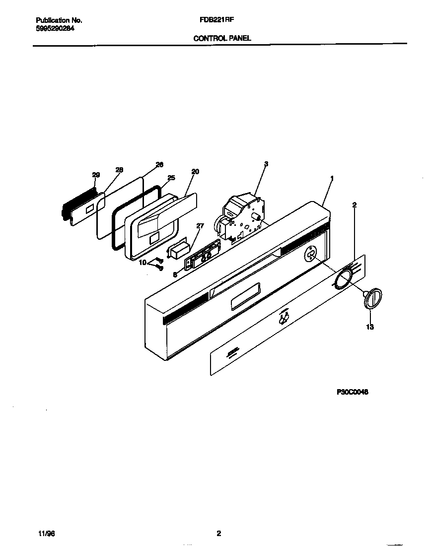 Frigidaire FDB221RFR1 control panel diagram
