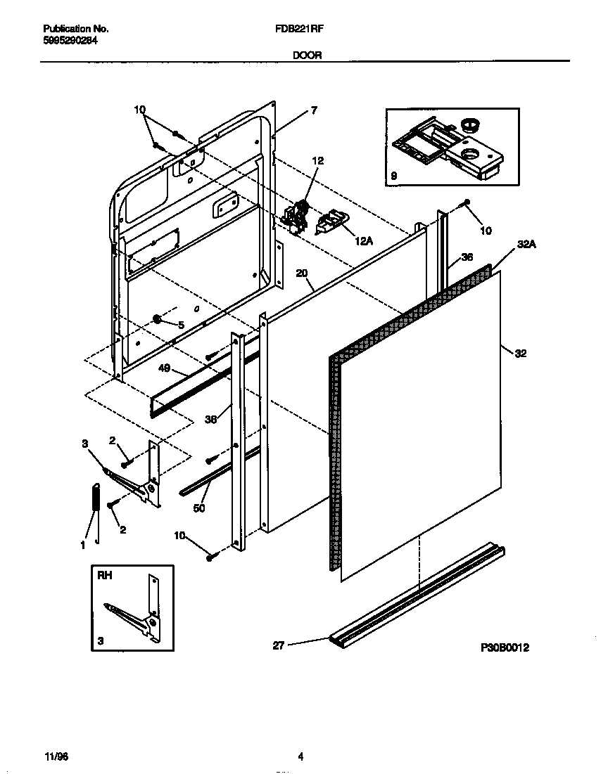 Frigidaire FDB221RFR1 door diagram