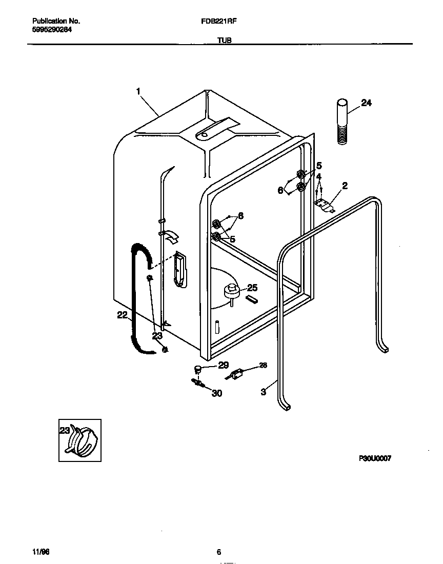 Frigidaire FDB221RFR1 tub diagram