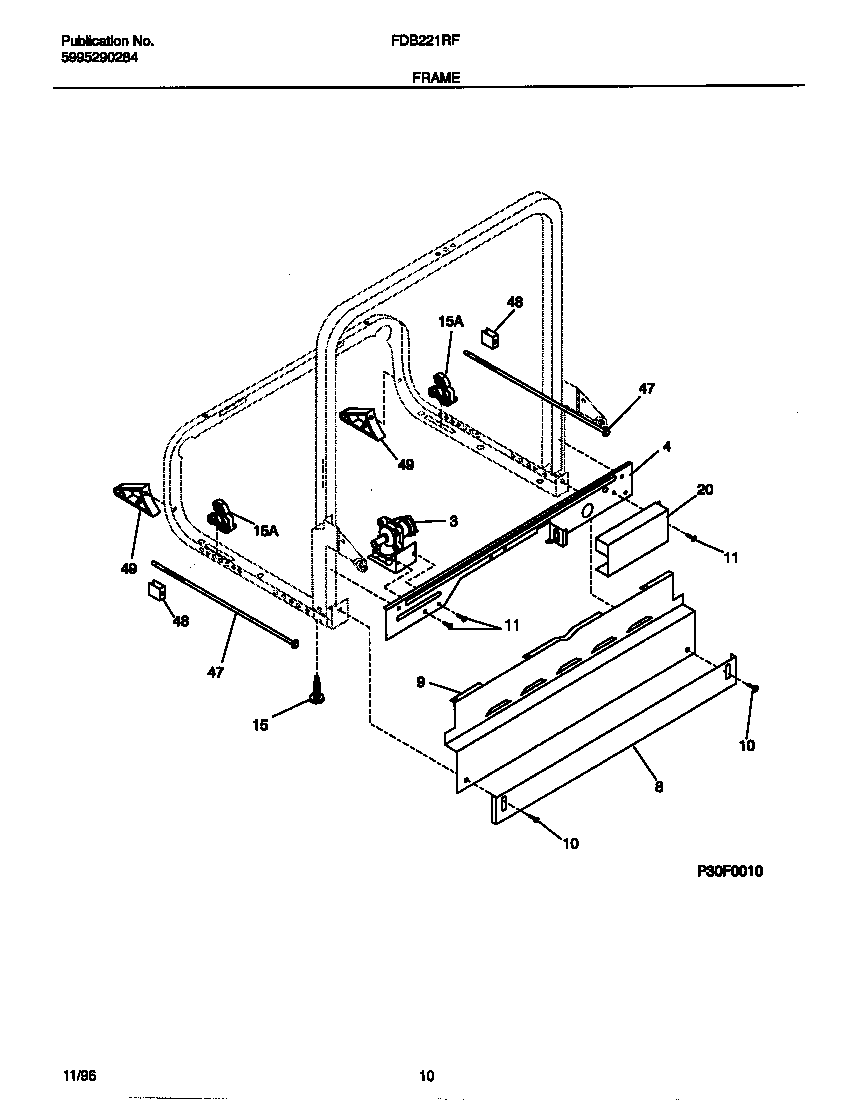 Frigidaire FDB221RFR1 frame diagram
