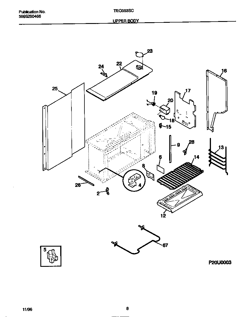 Tappan TEO353SCWD upper body diagram
