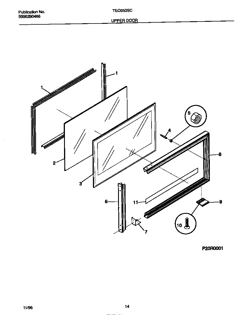 Tappan TEO353SCWD upper door diagram