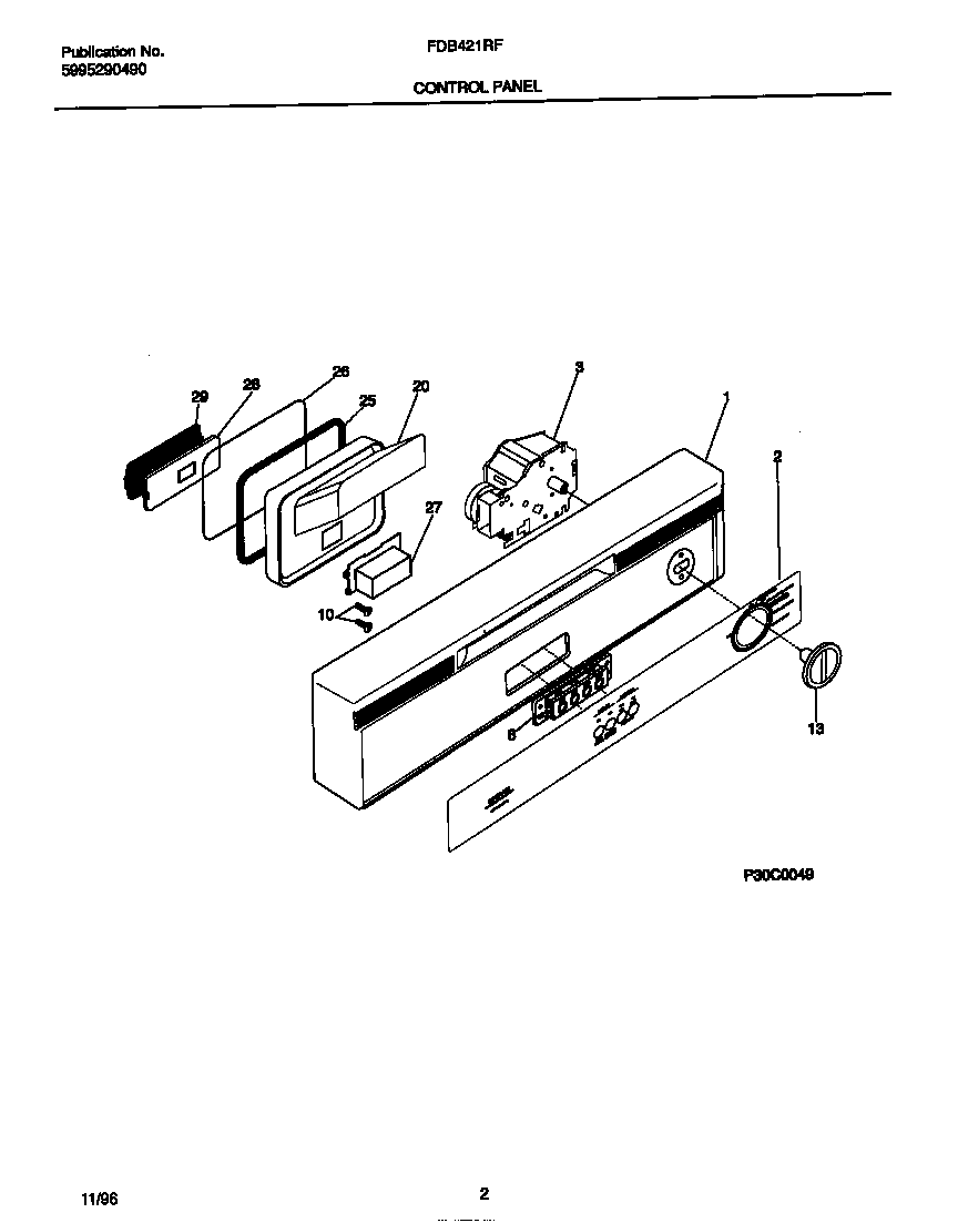 Frigidaire FDB421RFS1 control panel diagram