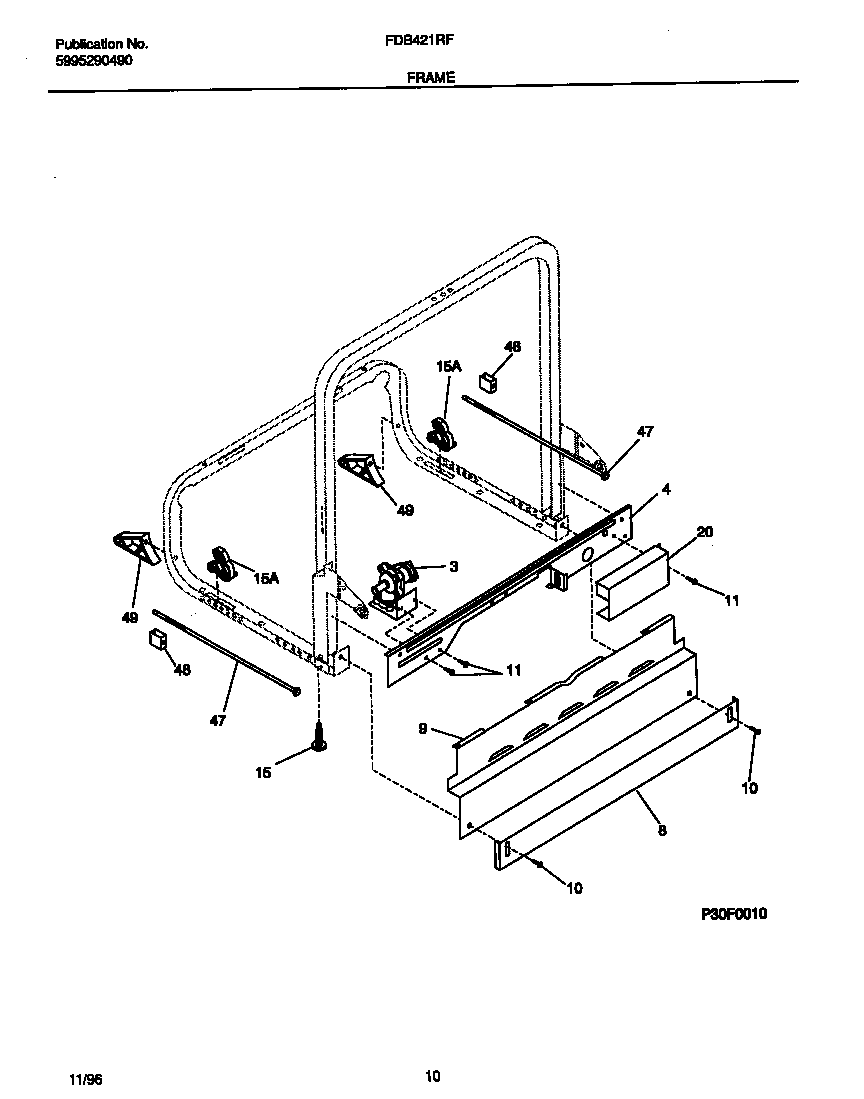 Frigidaire FDB421RFS1 frame diagram