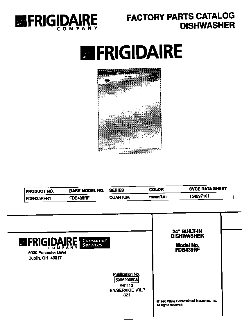 Frigidaire FDB435RFR1 cover diagram