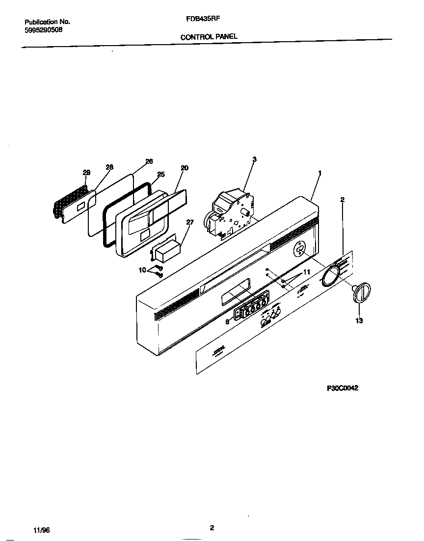 Frigidaire FDB435RFR1 control panel diagram