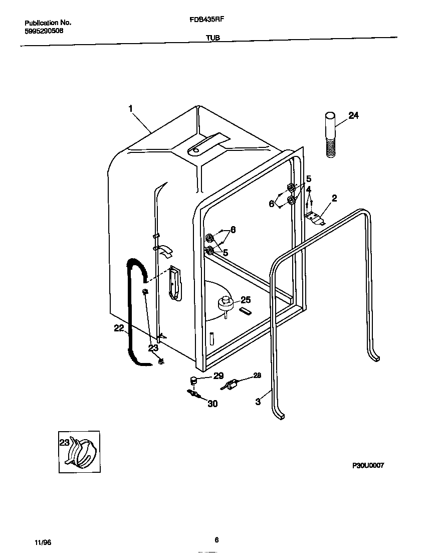 Frigidaire FDB435RFR1 tub diagram