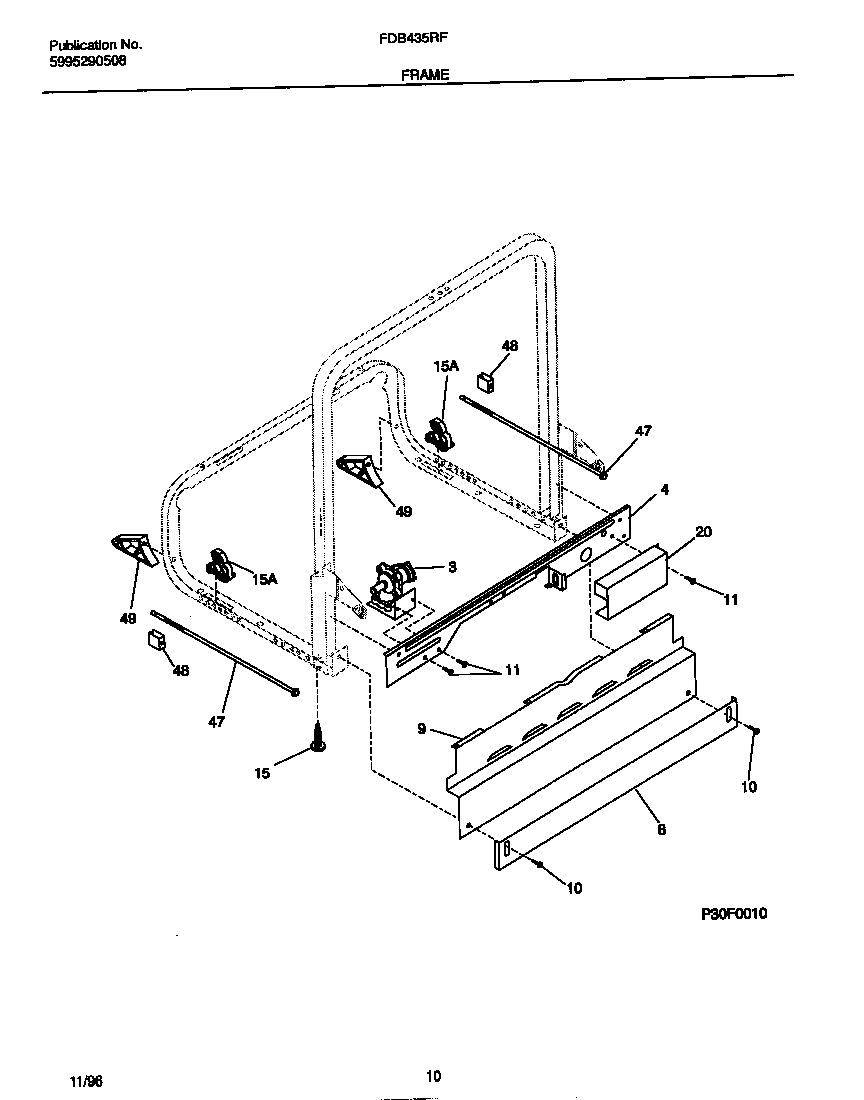 Frigidaire FDB435RFR1 frame diagram