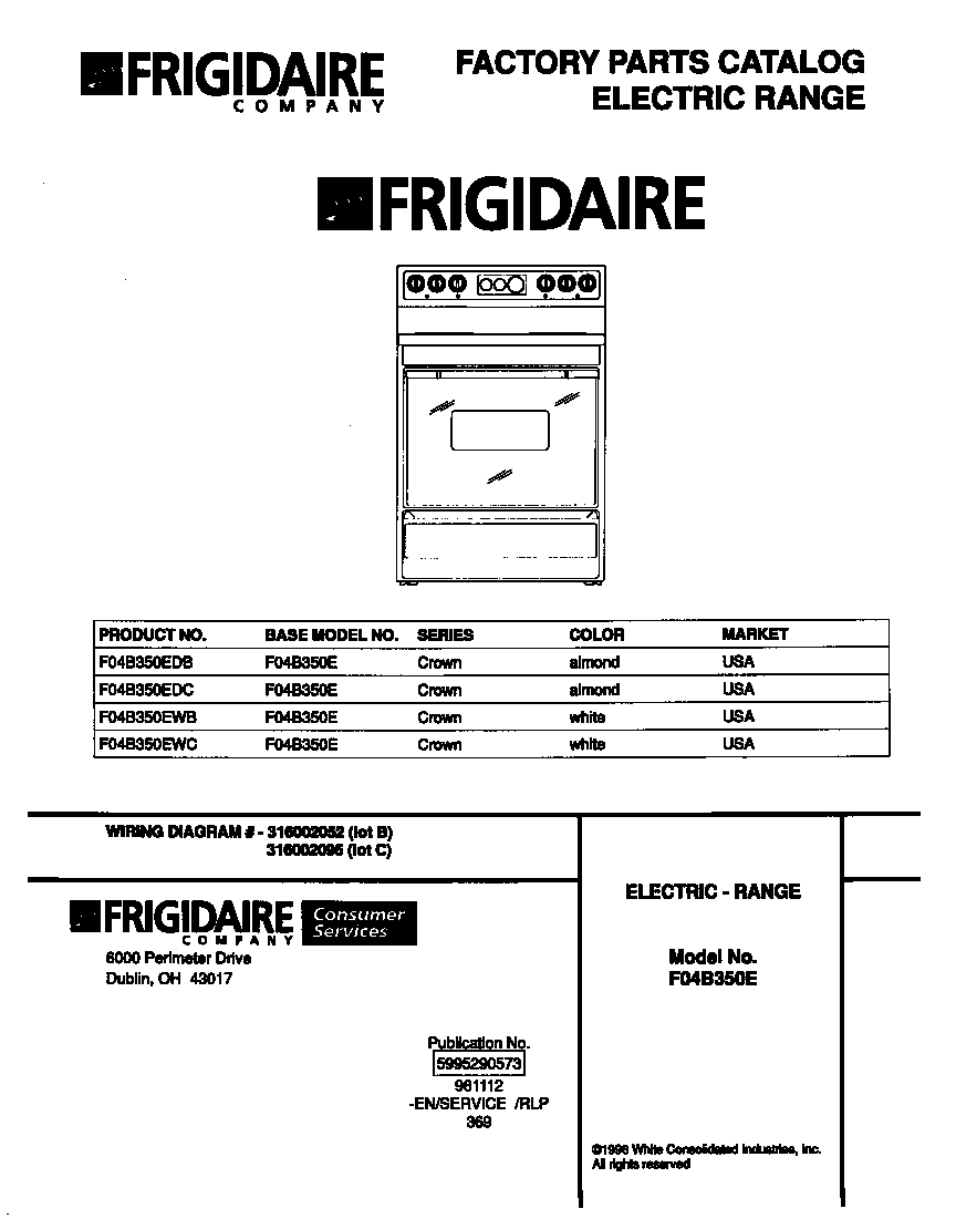 Frigidaire F04B350EWC cover diagram