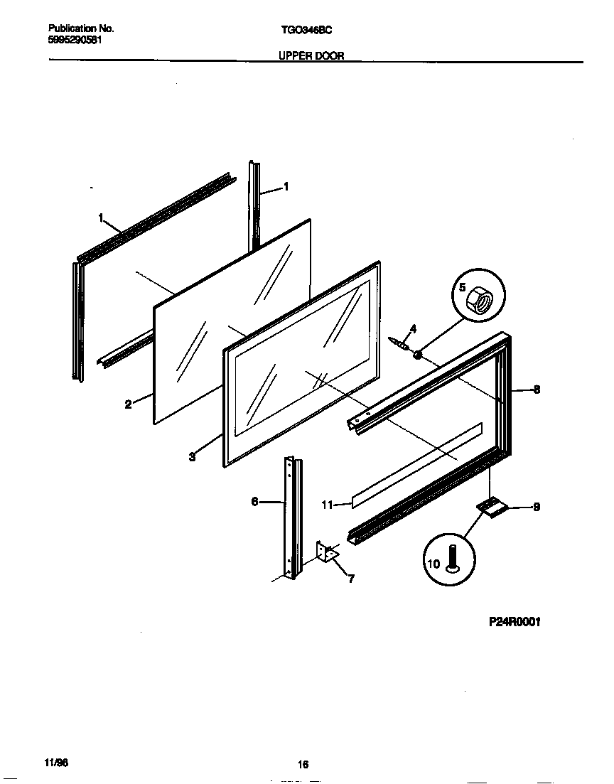 Tappan TGO346BCDD upper door diagram