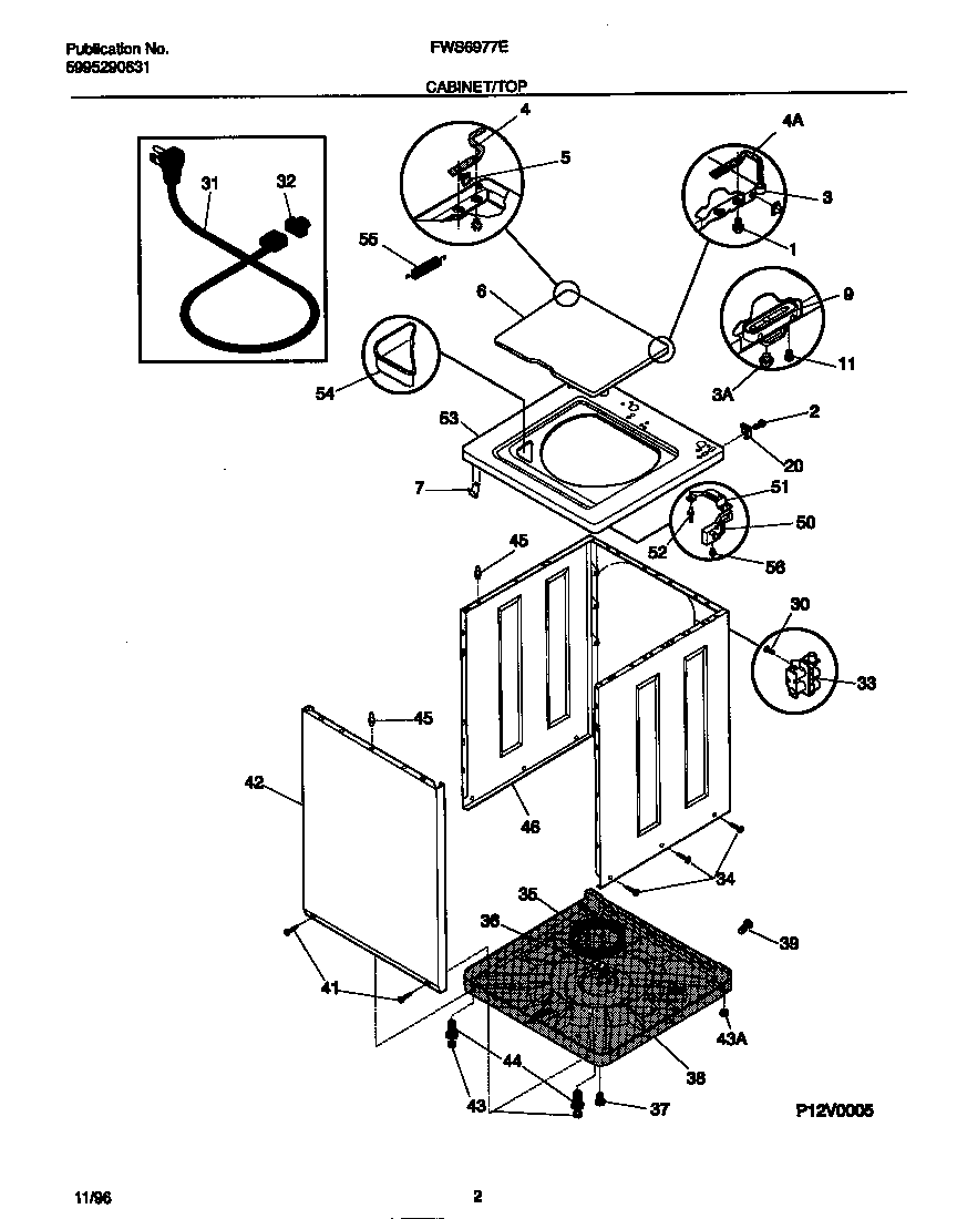 Frigidaire FWS6977ES0 cabinet/top diagram
